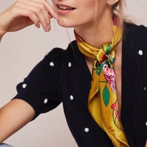 Anthropologie Karen Mabon Silk Monogram Scarf